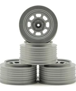 DE Racing Speedway Short Course Wheels (Silver) (4) (21.5mm Backspace) (Slash Rear) w/12mm Hex