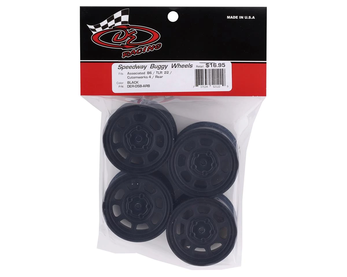 DE Racing Speedway Rear Wheels (Black) (4) (Custom Works/B6) 5 DE Racing Speedway Rear Wheels (Black) (4) (Custom Works/B6) - Image 3