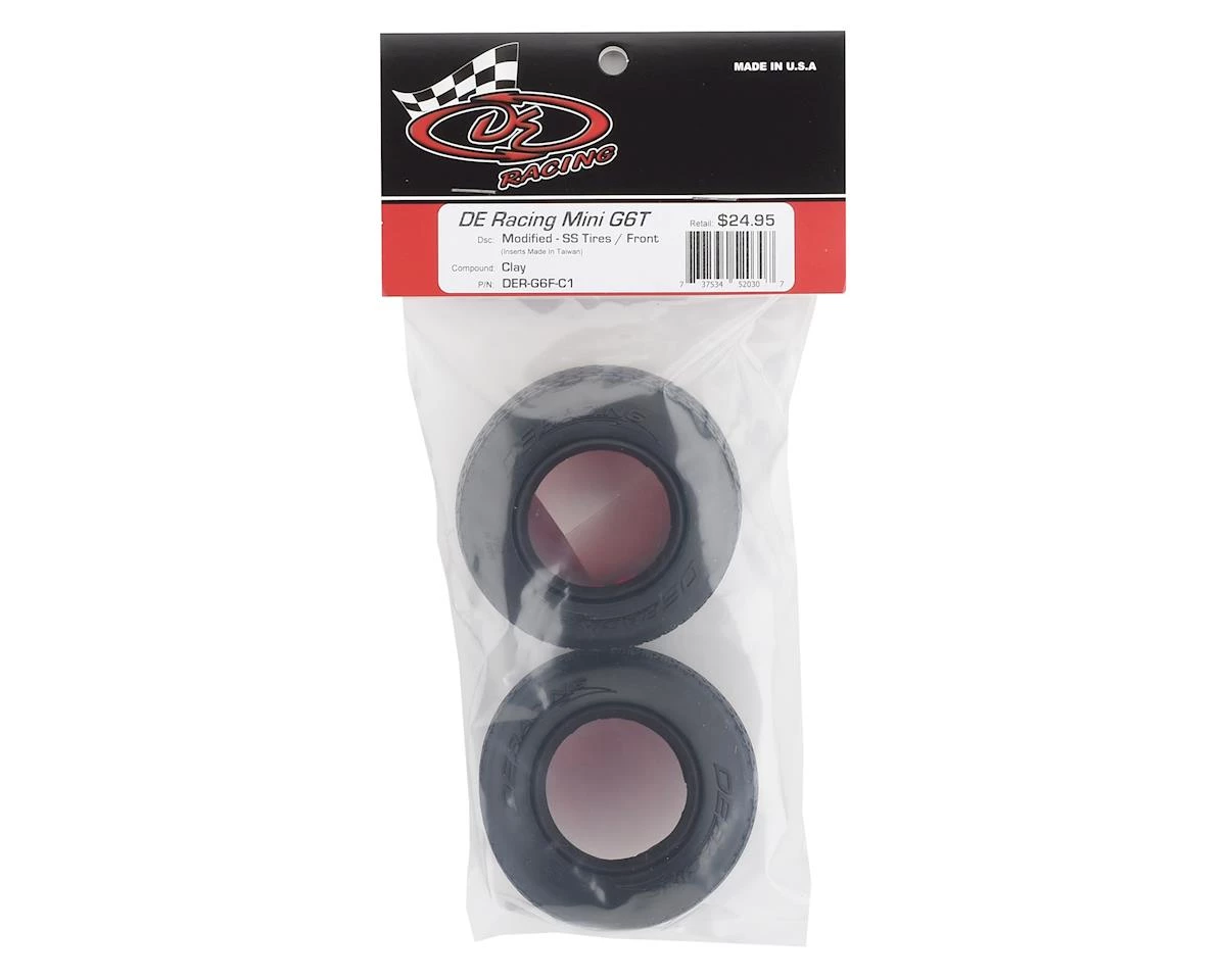 DE Racing Mini G6T Modified Street Stock Front Tires (2) (Clay) 4 DE Racing Mini G6T Modified Street Stock Front Tires (2) (Clay) - Image 2