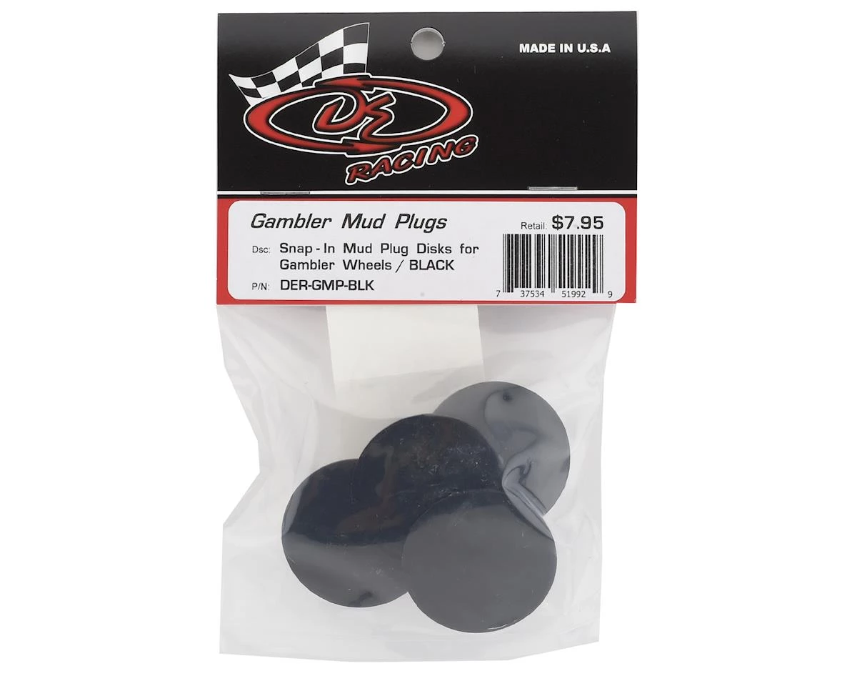 DE Racing Gambler Dirt Oval Mud Plugs (Black) (4) 4 DE Racing Gambler Dirt Oval Mud Plugs (Black) (4) - Image 2