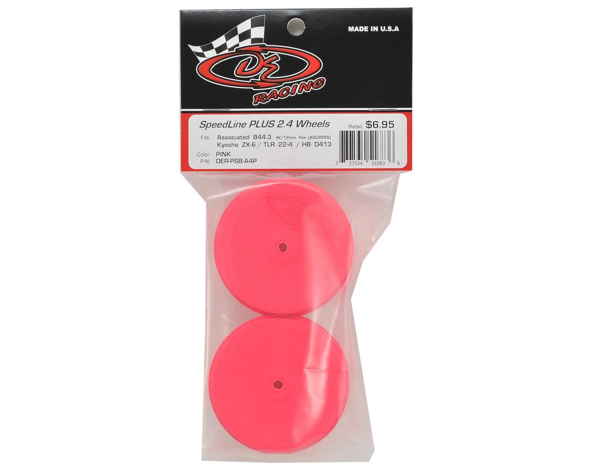 DE Racing Speedline PLUS 2.4 4WD Front Buggy Wheel (2) (Pink) w/12mm Hex (22-4/D413/B74) 5 DE Racing Speedline PLUS 2.4 4WD Front Buggy Wheel (2) (Pink) w/12mm Hex (22-4/D413/B74) - Image 3