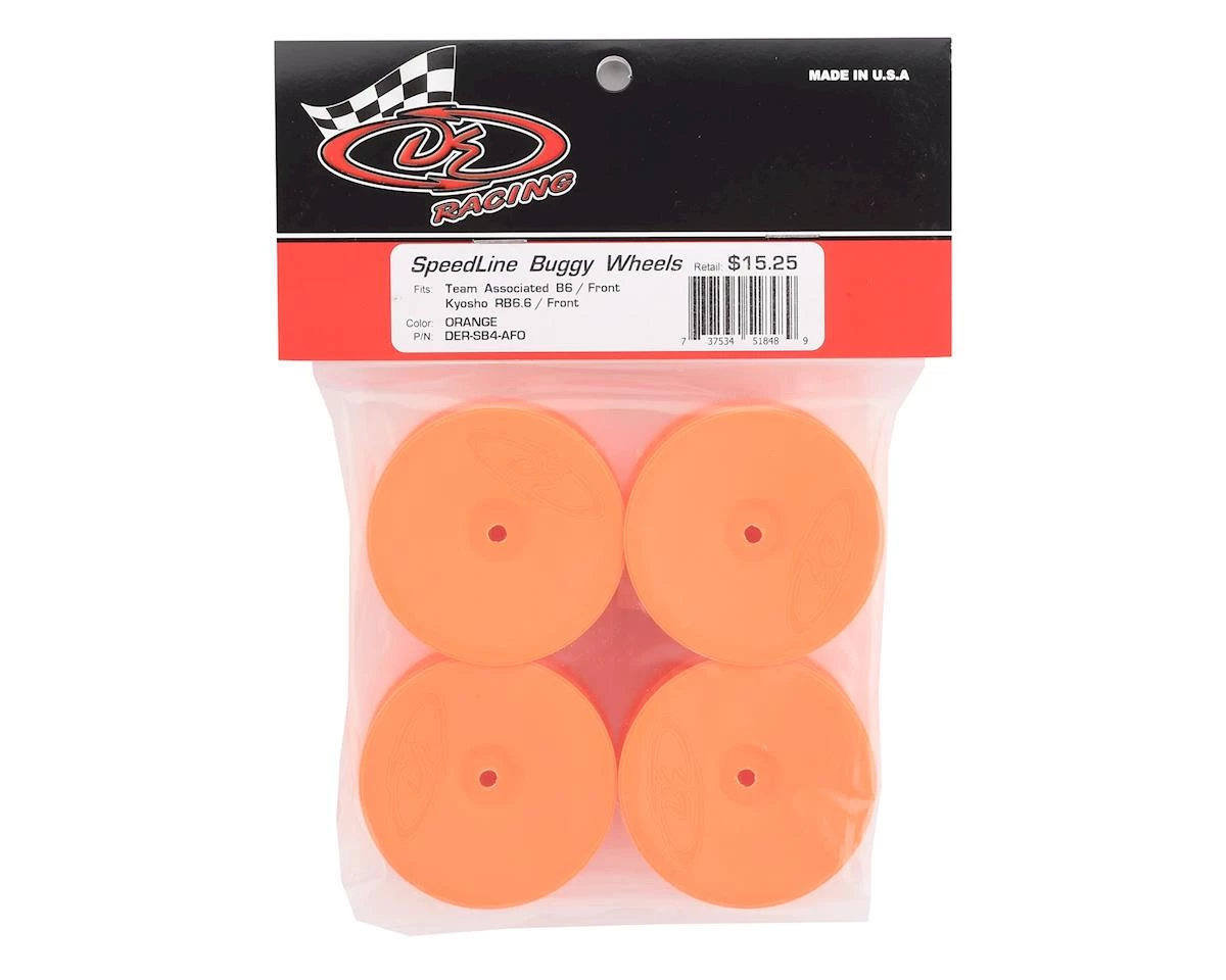 DE Racing 12mm Hex "Speedline" 2.2 1/10 Buggy Front Wheels (4) (B6/RB6) (Orange) 5 DE Racing 12mm Hex "Speedline" 2.2 1/10 Buggy Front Wheels (4) (B6/RB6) (Orange) - Image 3