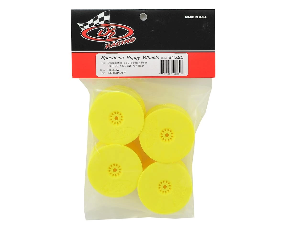 DE Racing Speedline 2.2 1/10 Buggy Rear Wheels (4) (B6/B74/22/22-4) (Yellow) w/12mm Hex 5 DE Racing Speedline 2.2 1/10 Buggy Rear Wheels (4) (B6/B74/22/22-4) (Yellow) w/12mm Hex - Image 3